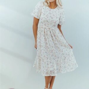 Orange Creek Floral Cream Midi Dress